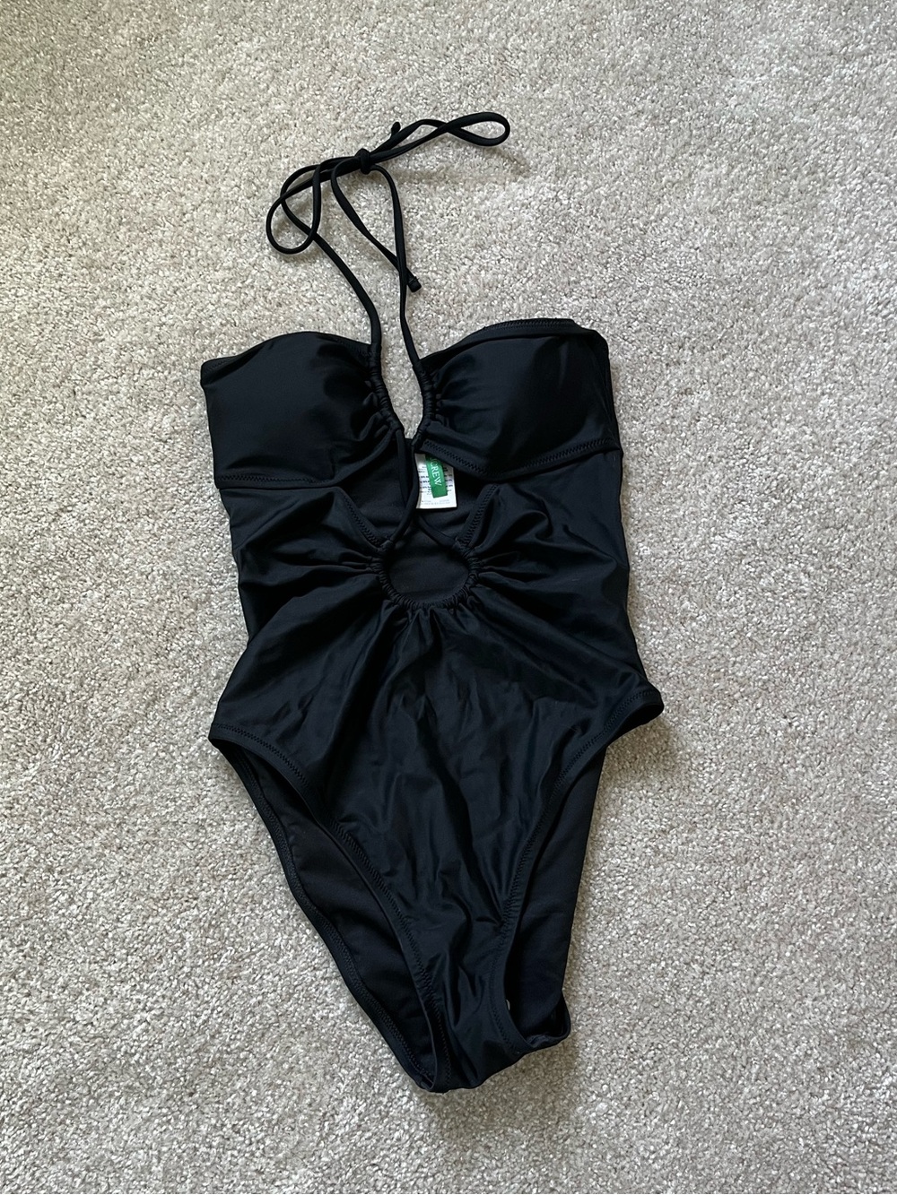 J. Crew Women’s Black One-Piece Cutout Swimsuit with Halter Size 4 NWT